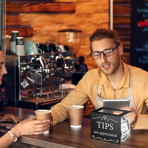 Vesici 2 Pcs Acrylic Tips Jar Donation Tip Bucket 6 x 4 x 5 Inch Collection Money Storage Container Suggestion Box Raffle Cash Box for Bartender Bars Restaurants Musicians Driver Coin (Gold) in Kuwait