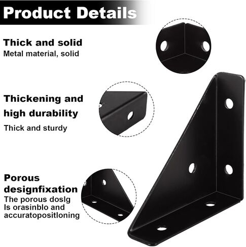 40 Pack Corner Braces for Wood, 38x54x19MM Brackets for Braces Corner Brace Brackets, Metal Corner Brackets Triangle Shelf Bracket for Bed, Table, Cabinet in Saudi Arabia