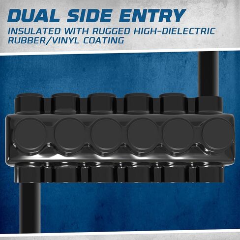 OHLECTRIC 10 Pack - Dual Side Entry - 3 Port - 3/0-6 AWG - Black Insulated Connector - 7/32 Hex Screw - Pre-Filled with Oxide Inhibitor - Rubber/Vinyl Coating, 6061-T6 Aluminum CU9AL in Kuwait