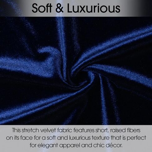 Pico Textiles 1 Yard - Navy Stretch Velvet Fabric - تباع بواسطة الفناء - مجموعة متنوعة من الألوان - مثالية لخياطة الملابس والفساتين والتنانير in Kuwait