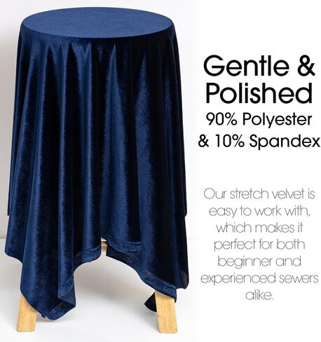Pico Textiles 1 Yard - Navy Stretch Velvet Fabric - تباع بواسطة الفناء - مجموعة متنوعة من الألوان - مثالية لخياطة الملابس والفساتين والتنانير in Kuwait