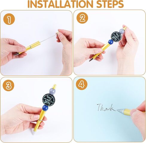 ylolul 16 set absion ablemablable pens beadable pen مع 16 حبة من السيليكون الملهمة ، 30 حبة فاصل ، 30 حبة خشبية لمدرسة Office Diy Supply Day Teacher in Kuwait