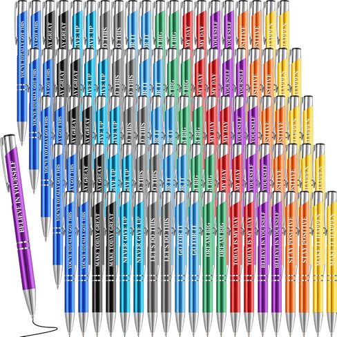 100 Pcs Ballpoint Pens Motivational Inspirational Quotes Metal Pen Bulk Employee Appreciation Gifts Encouraging Writing Black Ink for Student Coworker Teacher Office (Go for It) in Saudi Arabia
