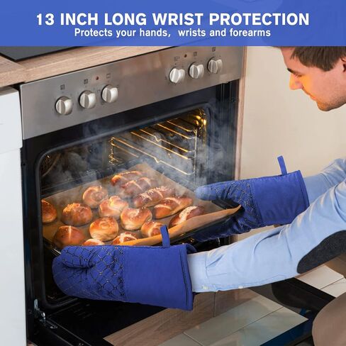 6 Pcs Oven Mitts and Pot Holders, 500℉ Heat Resistant Oven Mitts with Kitchen Towels Soft Cotton Lining and Non-Slip Silicone Surface Safe for Baking, Cooking, BBQ (Grey) in Saudi Arabia