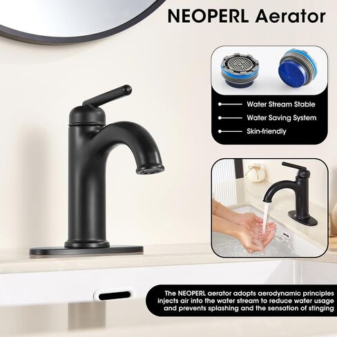 Bathroom Faucet Matte Black Brass Bathroom Sink Faucet with Pop-up Drain Single Handle Vanity Faucet with Deck 1 or 3 Hole in Saudi Arabia