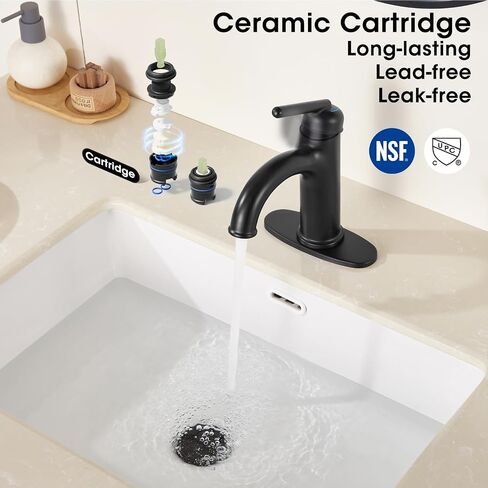 Bathroom Faucet Matte Black Brass Bathroom Sink Faucet with Pop-up Drain Single Handle Vanity Faucet with Deck 1 or 3 Hole in Saudi Arabia