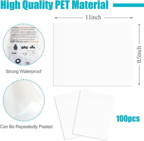 100 Pcs Transparent Sticky Notes, 8.5 x 11 Inch Large Clear Self Sticky Notes, Sticky Notes Waterproof Self-Adhesive Translucent Sticky Note Pads in Saudi Arabia