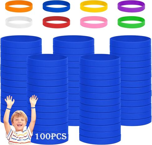 120 قطعة من أساور مطاط السيليكون وأساور المعصم للأطفال والشباب والمراهقين والأولاد والبنات، أساور كبيرة للأطفال، أساور مقاس 6.3 بوصة للأطفال من سن 3 إلى 7 سنوات للعودة إلى المدرسة (أحمر) in Kuwait