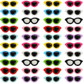 80pcs راتنجات مصغرة نظارة شمسية حبة ملونة كاريكاتير كارتون كاريكاتير الملحقات لـ DIY Summer Beach Supplies Making Plipse Scrapbook Phone Phone Case Art Art Hairpin