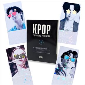 Ryker 100 Holographic Kpop Photocard Protectors | 4 Unique Designs | Kpop Photocard Collectors Durable Protective Card Sleeves | 25 Kpop Photocard Sleeves for Each Design (100 Total, 56x87 mm)