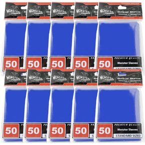 Monster Protectors Standard Size Sleeves for TCGs(500pk)- Blue Glossy - Compatible w/Magic The Gathering, Yugioh, Pokémon & Other Standard Sized Gaming Cards - Clean, Safe, Secure Storage & Handling
