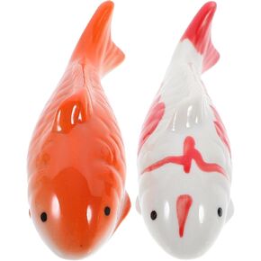 Milisten 2pcs Ceramic Floating Fish, Aquarium Goldfish Koi Fish Floatable Figurine, Underwater Porcelain Fish Figurines Realistic Artificial Fish Tea Pet Decor for Fish Tank