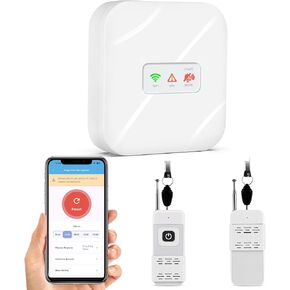 WIFI Smart Wireless Carelely Carely Call Button System لمراقبة سقوط كبار السن مع تنبيهات التطبيق ومستقبل صاخب 110 ديسيبل ، تصميم مضاد للتمثيل (أزرار الذعر + مستقبل 1)