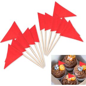 BLMHTWO 100 PCS MINI RED FLAGS TOUNPICK SOLID RED RED GOLF CUPCAKE TOPROPERS TOPRIS