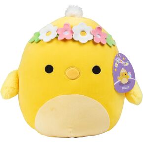 الفصيلة Squishmlows الأصلية 10 بوصة تريستون The Chick with Flower Crown - Jazwares Plush - لعبة كتكوت ناعمة ومحشوة بالحيوانات - هدية للأطفال والفتيات والفتيان