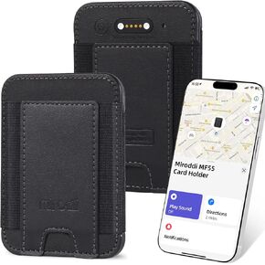 Miroddi Credit Card Holder with Find My, Premium Leather Small Wallet for Women, RFID Blocking Slim Card Wallet for Women Men, Minimalist Business Credit Card Wallet, Holds Up to 14 Cards, Purple