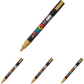 علامة Uni Posca Fine ، Gold (PC3M.25) (حزمة 4)