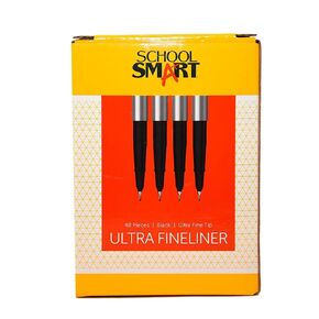 قلم Fineliner الذكي بالمدرسة ، نصيحة رقيقة للغاية 0.4 مم ، أسود ، حزمة من 48
