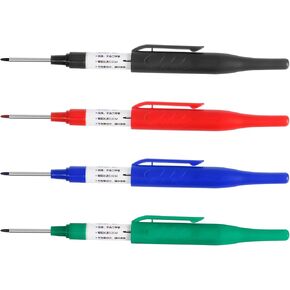 yokive 4 pcs أقلام العلامة العميقة ، قلم الحبر الأسود/الأحمر/الأزرق/الأخضر مع طرف طويل ، علامات ثقب عميق ، رائع للديكور المنزلي ، النجارة ، معالجة المعادن
