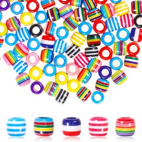 100pcs حبات ثقب كبيرة أوروبية ، حبات متنوعة ألوان مصباح ، لوجود سوار قلادة لصنع المجوهرات DIY