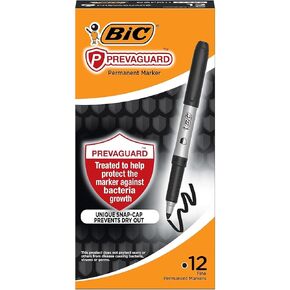 BIC Prevaguard علامة دائمة ، نصيحة غرامة ، أسود ، 12/حزمة (GAPM11-BLK)