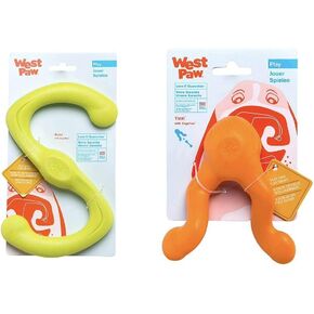 West Paw Zogoflex Tizzi علاج لعبة الكلاب (الصغيرة ، اليوسفي) و Zogoflex Bumi Dog Tug Tuy (صغيرة ، جدة سميث) - ألعاب تفاعلية لجلبها ، اللعب ، ممارسة الحيوانات الأليفة