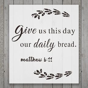 stency Christian for Cratfs Resulable Resulable على الخشب ، استنسل Farmhouse Bible للطلاء ديكور جدار المكتب المنزلي DIY ، أعطنا هذا اليوم مقالنا البلاستيكية الخبز اليومية لعلامة الخشب 7.07 "× 8"