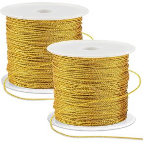 77 Yards Metallic Cord Gold Twine 2 سلسلة خيوط ذهبية التخزين المؤقتة لعلامات الهدية الحرف اليدوية للمجوهرات صنع سلسلة سلك هدية التغليف عيد الفصح عيد الأم
