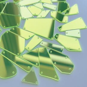 NUO RUI Neon Green Sew on Mirror Rhinestones, Crystal Sewing Mirrored Beads for DIY Mirror Suits Dress Costume Accessories (30)