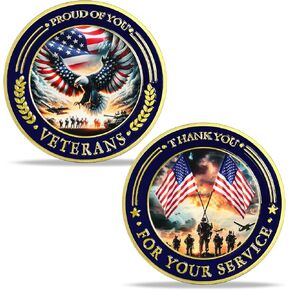 20 PCS Military شكرًا لك على خدمتك التحدي عملة العملات العسكرية الهدية - فخور بك قدامى المحاربين