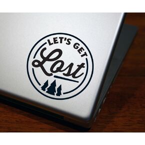 Let's Get Lost Car Window Decal - Lost in Nature Vinyl Sticker - Adventure, Outdoors, Recreation - for Truck, SUV, Cooler (5 inches Wide, White)