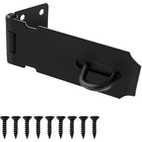 5 Inch Door Hasp Latch with Screws, 304 Stainless Steel Safety Padlock Hasp Locking Latch Security Door Clasp Hasp Lock Latch for Push/Sliding/Barn Door, Brushed Silver