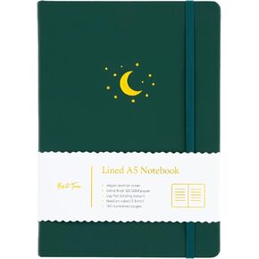 yop & Tom A5 Journal - دفتر ملاحظات مع غطاء جلدي نباتي وشعار النحل - الفحم