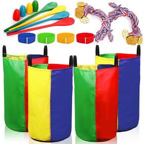 Bekith 26PCS Outdoor Games Potato Sack Race Bags for Kids Adults, Egg Spoon Relay Race, 3 Legged Race Bands, Outside Backyard Field Day Family Reunion Birthday Party Carnival Games Easter Games