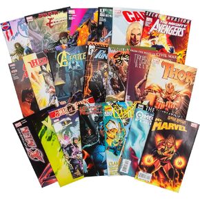 20 متنوعًا فقط مجموعة هدايا Marvel Comic Holiday- Faves غير المقروءة مثل X-Men و Captain America و Punisher و Thor & أكثر- كلها قيمة مختلفة عن أي من المروحة الخارقة أو رواية رسومية