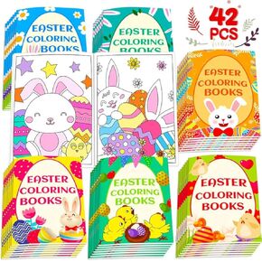 42 Pack Easter Coloring Books for Kids 1-3, 3-5, 4-8, Easter Basket Stuffers Bulk Gifts Mini Coloring Books Party Favors for Boys Girls School Classroom Goodie Bags Stuffer Activity Supplies