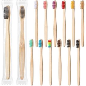 Sieral 120 Pcs Bamboo Toothbrushes Soft Bristle Toothbrush Travel Wooden 7 Inch Manual for Kids Teens Adults Home Travel, Individually Wrapped, 12 Color, Blue,Green,Purple,White