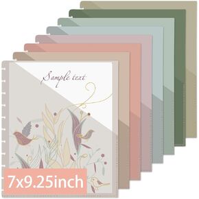 8pcs Discbound Dividers with Pocket 7x9.25 '' Planner Dividers 9-DISC Notebook Binder inserts disterbers plastic Index School for Folder Home Office School (Morandi)