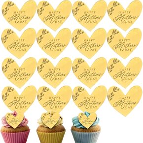 16 PCS Happy Mother's Cupcake Topper Acrylic Gold Cupcake Cupcake Topcake ، Decorting Cake Decoration Decor