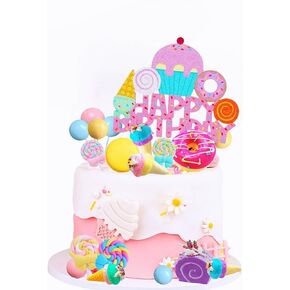 25 PCS كعكة الدونات Topper Capcake Cupcake Toppers Candy Birthday Party Supplies Ice Cupcake Topcake