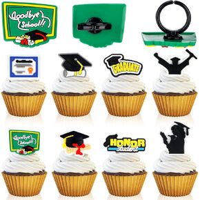 Chengu 48 PCS Cupcake Rings Cupcake Cupcake Toppers Grad Cap Topper Mini Graduation Caps Graduation Grad Decoration Grad Cupcake Picks for Graduation theme Party