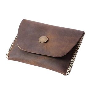 Handmade Card Case Wallet Simple Genuine Retro Front Pocket Crazy Horse Leatherfor Men Women