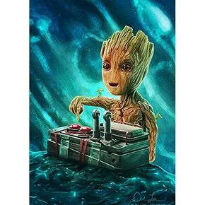 DIY 5D Diamond Painting by Number Kits ، Full Drill Crystal Rhinestone Pictures Arts Arts Craft for Home Wall Decoration (Marvel Treeman Groot 12x16 inches)