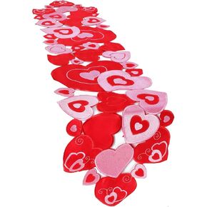 Embroidered Valentine Day Table Runner Love Heart Table Runner 15.7 x 68.9 Inch Valentines Decorations Heart Valentines Day Table Cover for Wedding Valentines Table Decor (Red and Pink, Red, Rose Red)