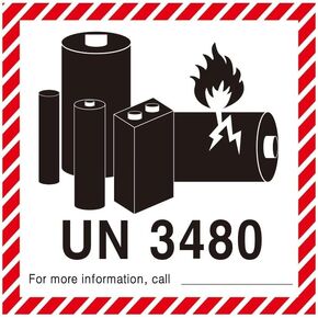 UN 3481 Labels Lithium Ion Battery Warning Labels Pack of 50 Adhesive Stickers