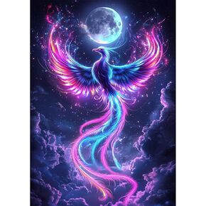 صانع Genius Phoenix Diamond Painting Kits للبالغين ، مجموعات فن الماس 5D للمبتدئين للمبتدئين DIY Pull Drill Diamonds Pictures ، Diamond Gem Art Paint