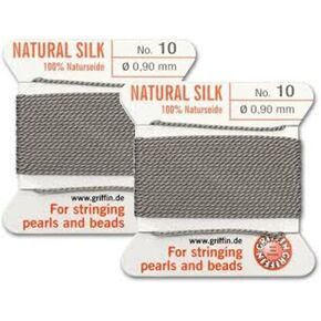 GLZ 2 PCS Griffin Natural Silk Dell Score Thread & Needle Size 10 Gray Silver Color