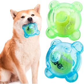 لعبة Aerbee Crunchnplay للكلاب ، 2pcs ألعاب الكلب الصاخبة للمضغات العدوانية للكلاب الصغيرة المتوسطة ، وألعاب المطاط مع كرة التنس ، وألعاب الكلاب التفاعلية في الهواء الطلق للملل (الأزرق والأخضر)