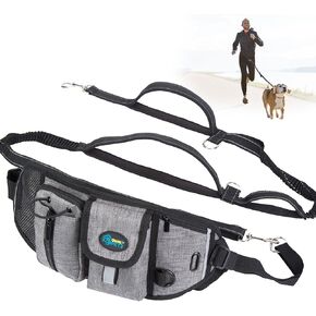 Ownpets Hand Free, Elastic Shock-Absorbing Dog Leash & Running Leash Belt, Dog Waist Zipper Pouch with Soft Padds, Pockets, Ideal for Walking, Jogging, Hiking, Training Dogs