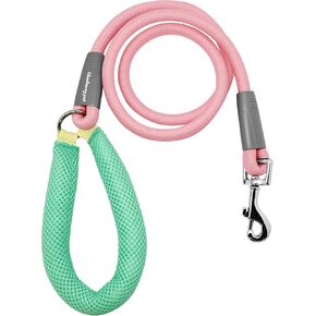 Blueberry Pet Vibrant Mesh Puffer Dog Leash, 4ft Coral/Mint Handle - Award-Winning Dog Rope Leash with Comfortable Padded Hold, Durable Rope Dog Leash & Gentle Leader for Dogs, 1/2in Thick